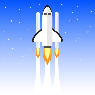 Uzay mekiği ikonu. Uzay yolculuğu ya da başlangıç konsepti. Vektör illüstrasyonu.