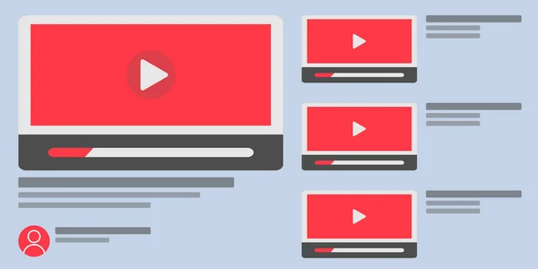 Βίντεο Streaming Ιστοσελίδα Απεικόνιση Εικονίδια Media Player — Διανυσματικό Αρχείο