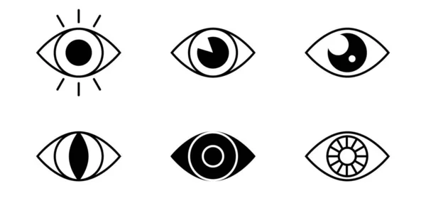 Sechs Augen Icon Set Schwarze Augen Symbole Isoliert Auf Weißem — Stockvektor