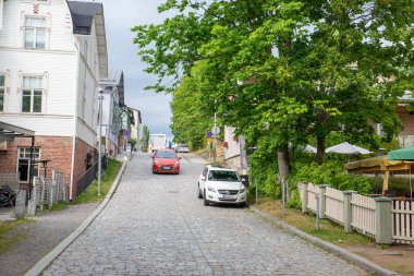 Savonlinna, Finlandiya, 08.08.2019, Savonlinna şehrindeki turistik yerler ve turistik mekanlar