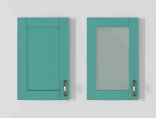 Двері Кухонних Шаф Пастельна Бірюзова Візуалізація — стокове фото