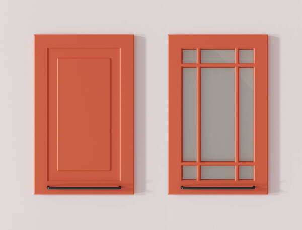 Door for kitchen cabinets salmon pink 3D rendering