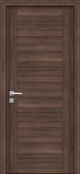 ドアのテクスチャ モダンなインテリアフロントビューのための濃いクルミの色3Dレンダリング — ストック写真