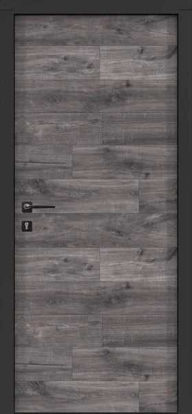 Door texture, grey wood color for loft style interior front view 3D render.
