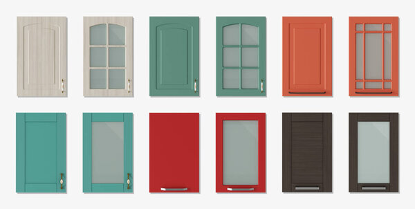 Doors for kitchen cabinets 3D rendering