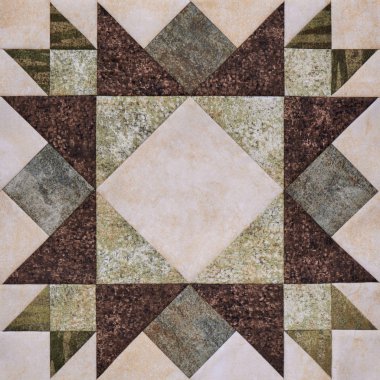 Patchwork geometrik blok kumaşlar, adet yorgan detay