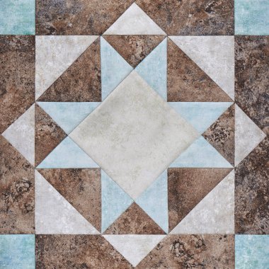 Patchwork geometrik blok kumaşlar, adet yorgan detay