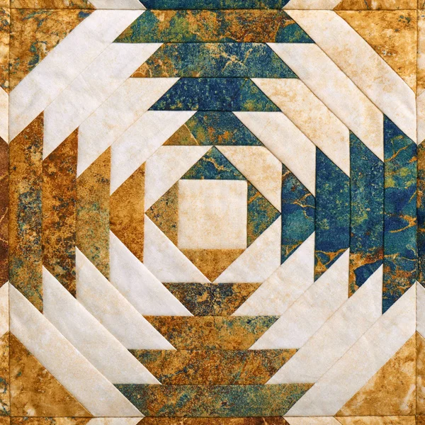 Фрагмент Одеяла Вышитого Блоков Ананаса Традиционная Лоскутная Ткань — стоковое фото