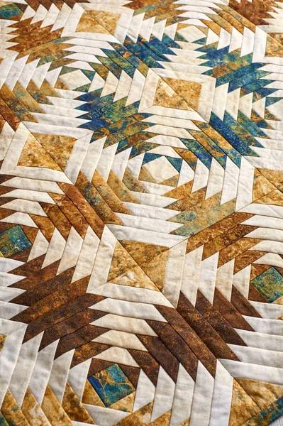 Фрагмент Одеяла Вышитого Блоков Ананаса Традиционная Лоскутная Ткань — стоковое фото
