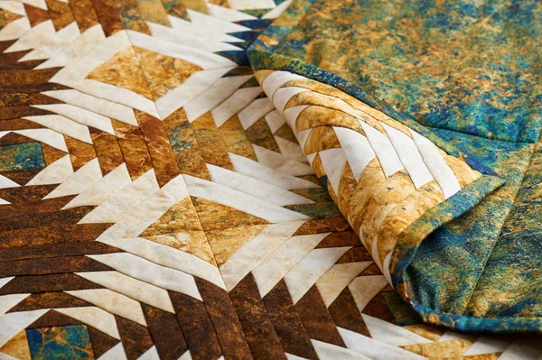 Quiltfragment Aus Ananas Musterblöcken Genäht Traditionelles Patchwork — Stockfoto