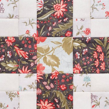 Kumaşlar, yorgan, detay parçaları pastel geometrik patchwork blok yakın çekim