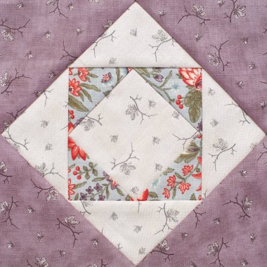 Kumaşlar, yorgan, detay parçaları pastel geometrik patchwork blok yakın çekim