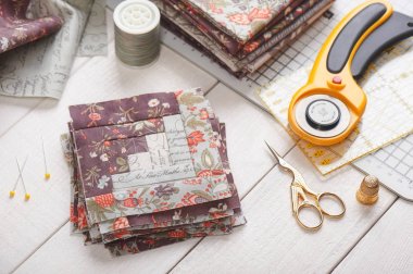 Patchwork günlük kabin blokları, blok yığını, dikiş aksesuarları 