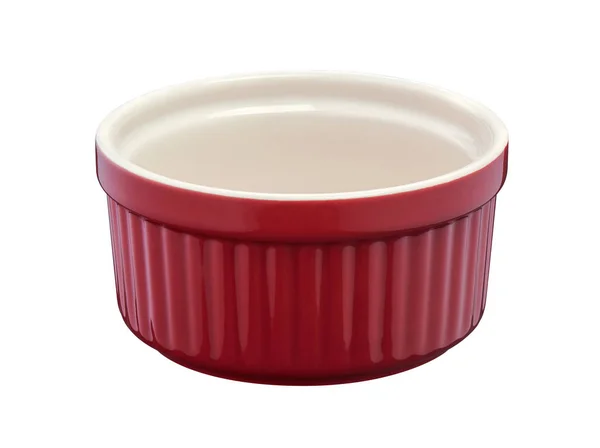 Rojo Redondo Porcelana Vacía Sobre Fondo Blanco — Foto de Stock