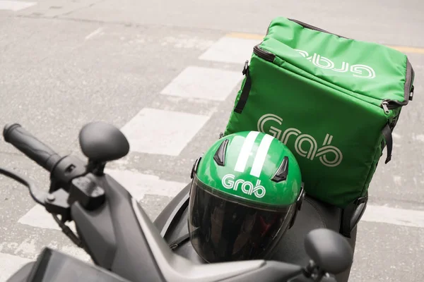 Grab Food Ist Essenslieferservice Bangkok Thailand Juli 2020 — Stockfoto