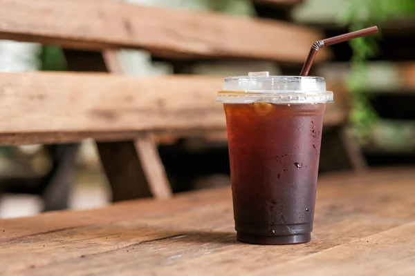 Szklanka Lodowej Czarnej Kawy Kawiarni Kawy — Zdjęcie stockowe