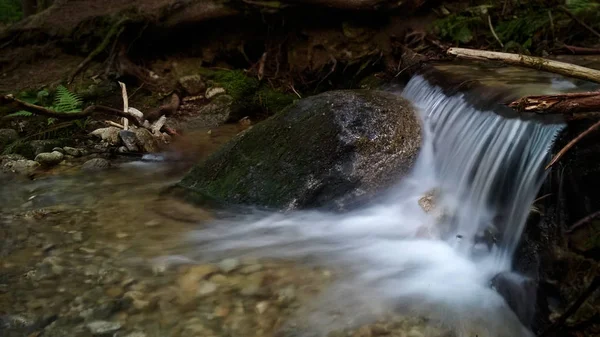 Kleiner Wasserfall Wald Aus Nächster Nähe — Stockfoto