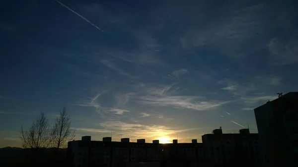 Coucher Soleil Sur Ville Européenne — Photo