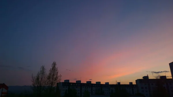 Sonnenuntergang Über Der Europäischen Stadt — Stockfoto