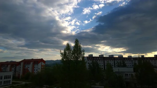 Cloudy Sky European City — стокове фото