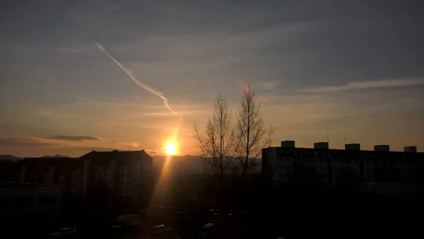 Ora Del Tramonto Sulla Città Europea — Foto Stock