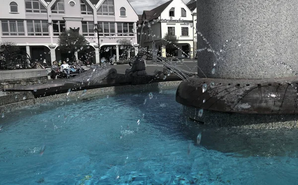 Brunnen Der Alten Europäischen Stadt — Stockfoto