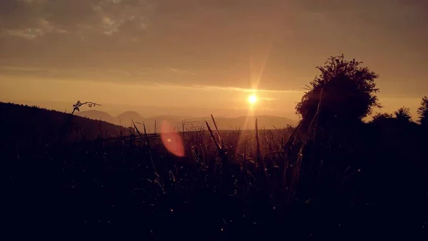 Paisagem Montanhosa Pôr Sol — Fotografia de Stock