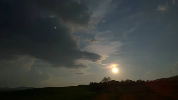 Zonsondergang Tijd Boven Europese Stad — Stockfoto