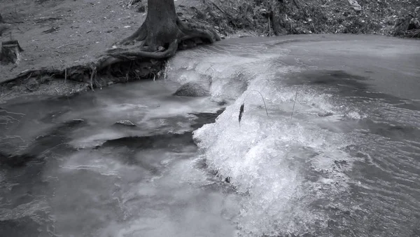 Παγωμένο Ποτάμι Χειμώνα Σλοβακία — Φωτογραφία Αρχείου