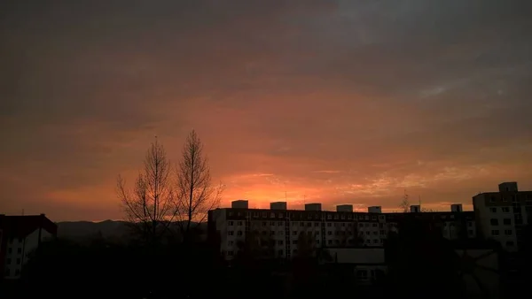 日落时分 欧洲的一个城市 — 图库照片