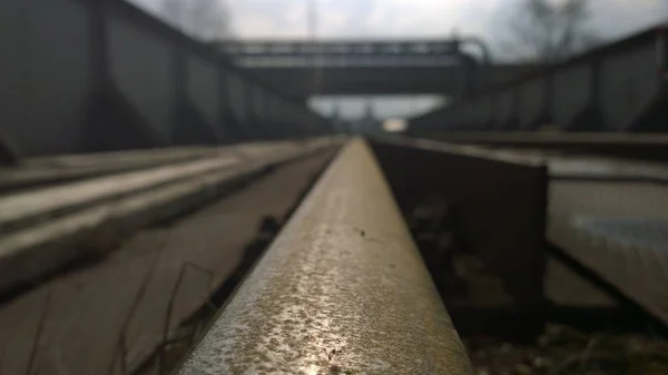 Chemin Fer Dans Journée Ensoleillée — Photo