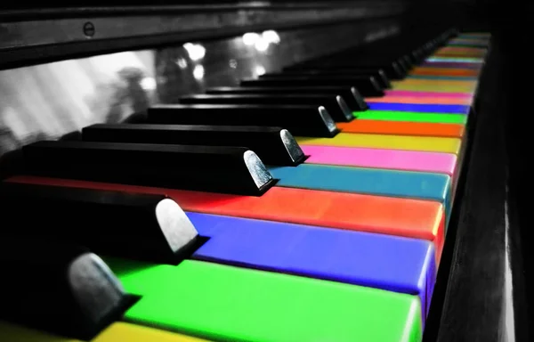 Teclas Piano Colores Cerca — Foto de Stock