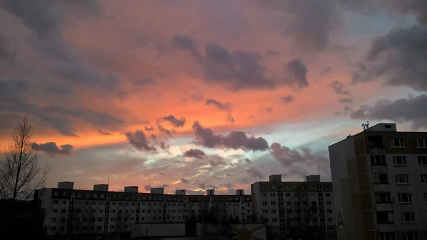 Ora Del Tramonto Sulla Città Europea — Foto Stock