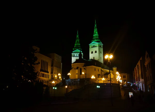 Geceleri Avrupa Eski Bir Katedral — Stok fotoğraf