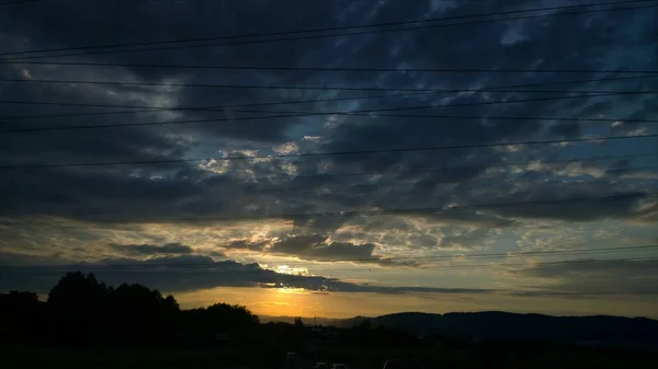 Закат Восход Солнца Яркими Красочными Облаками — стоковое фото