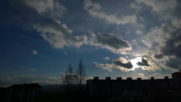 Sonnenuntergang Über Der Europäischen Stadt — Stockfoto