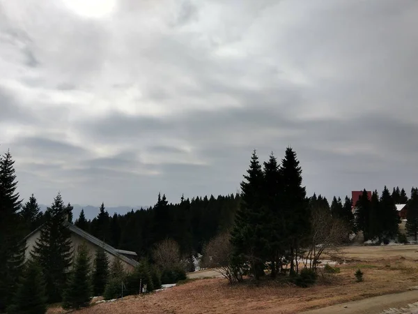 Восход Закат Над Холмами Городом Словакия — стоковое фото