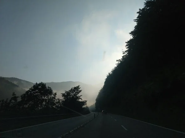 Carretera Bosque Montaña —  Fotos de Stock