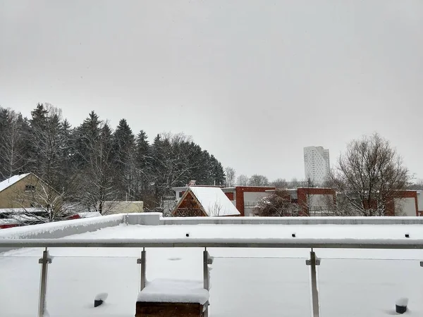 Techos Casas Cubiertas Nieve Durante Invierno Países Bajos — Foto de Stock