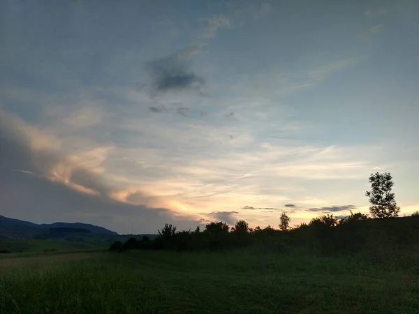Закат Над Горным Лугом Словакия — стоковое фото