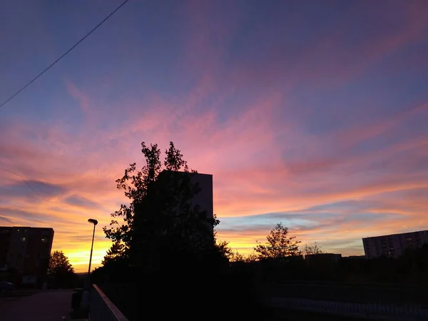 Ora Del Tramonto Sulla Città Europea — Foto Stock