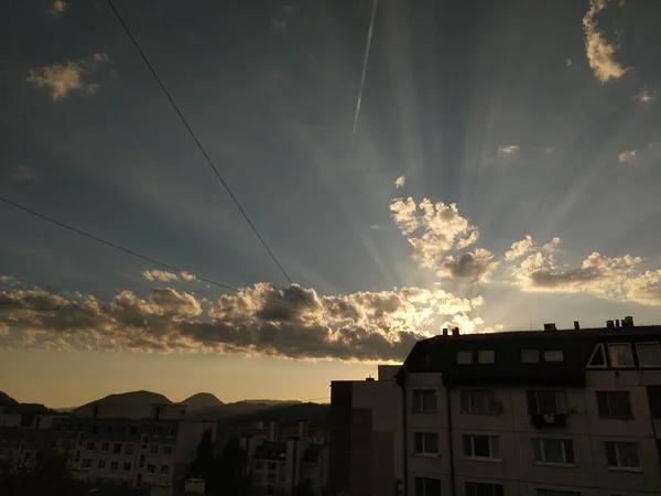 Ciel Nuageux Dessus Ville Européenne — Photo