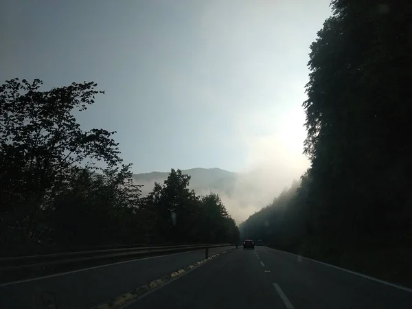 Autostrada Lesie Górskim — Zdjęcie stockowe
