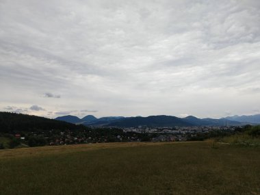 Yaz manzarası ve arka planda gün batımı