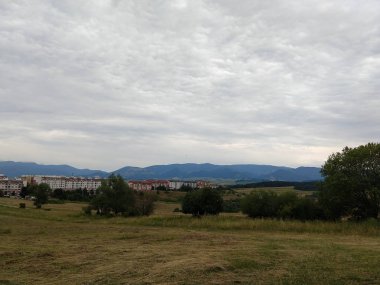 Yaz manzarası ve arka planda gün batımı