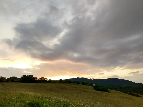 Paisaje Verano Puesta Sol Fondo — Foto de Stock