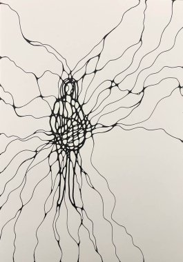 Neurographic style concept abstract traditional art illustration, circle, lines, markers and pencils