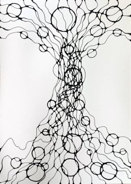 Neurographic style concept abstract traditional art illustration, circle, lines, markers and pencils