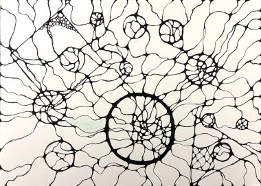 Neurographic style concept abstract traditional art illustration, circle, lines, markers and pencils