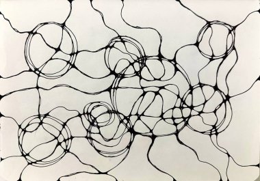 Neurographic style concept abstract traditional art illustration, circle, lines, markers and pencils